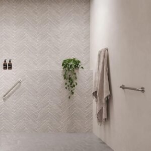 Grab bars installed near toilet and shower for patient safety at home