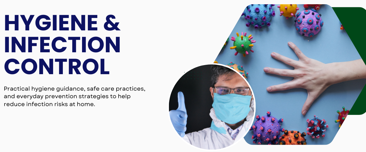 Hygiene and infection prevention setup for safe home caregiving environment with protective care supplies