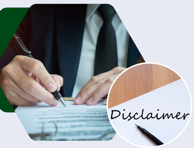 A man is writing a document portraying signing disclaimer.