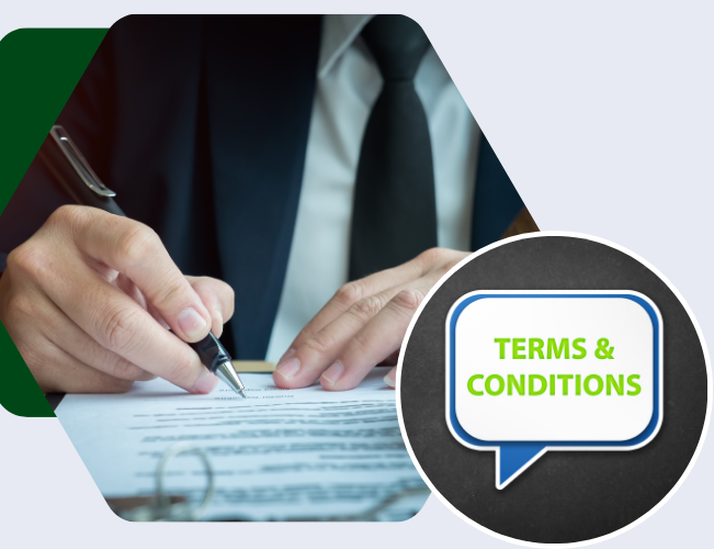 A man is signing terms and conditions agreement.